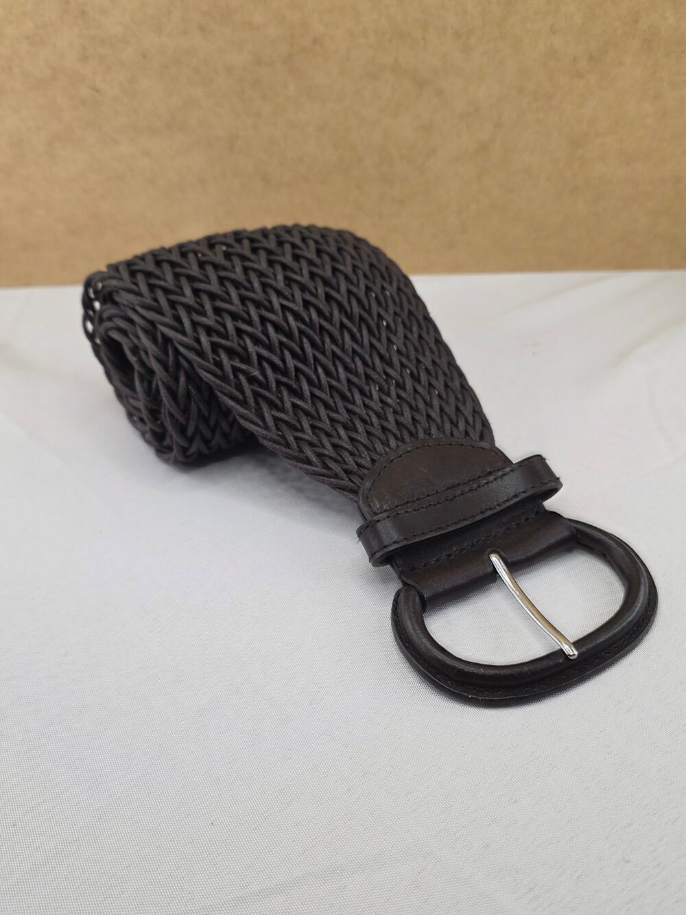 Banana Republic wide braided waist belt in dark espresso brown Size XS